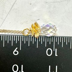 Vintage Pineapple Necklace & Earrings Gold Tone & 925 Rhinestones Crystal Beach