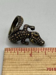 Vintage Alligator Crocodile Adjustable Ring Multi Colored Rhinestones