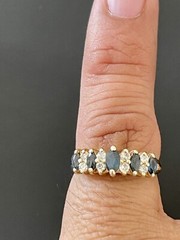 14KT Yellow Gold Sapphire and Diamond Ring. Size 6.5 (S179)