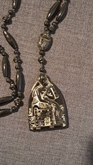 Neiger Brothers art deco black Egyptian Revival flapper knotted necklace
