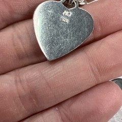 VTG 925 Sterling Heart Charm Bracelet Rolo Link 18.47g Adjustable 6.75in