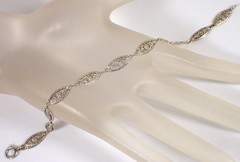 Antique Art Deco 5.6g SOLID 14k Yellow White Gold Two Tone Filigree Bracelet