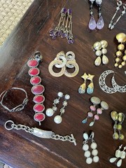 Vintage Costume Jewelry Lot 1980s/1990s Earrings Necklaces Bracelets-some signed