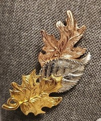 6pc Leaf Brooch & Pin Mixed Lot Gold Tone Metal Enamel White Blue Green