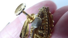Miriam Haskell Earrings Baroque Faux Pearl Gilded Floral Clip-On Vintage 2400513
