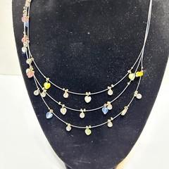 Vintage Womens Harvest Stone Beaded Multi Strand Layered Necklace