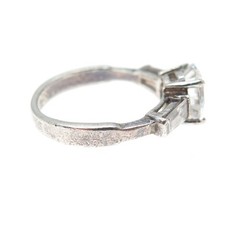 925 Sterling Vintage Round & Tapered Baguette-Cut C Z Engagement Ring Size 6.25