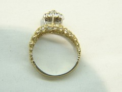 Beautiful Brutalist 14 K Gold Twig 19 Diamond Double Halo Sz 6.5 Cocktail Ring