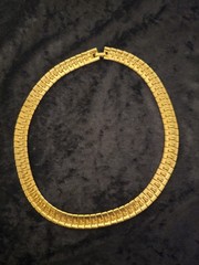 VTG 1990’s Goldtone Choker Necklace Elegant Boss Lady Brushed & Glossy