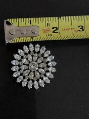Vintage B. David Clear Rhinestone Brooch Round Excellent T15