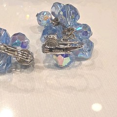 Blue Faceted Aurora Boreales Crystal Bracelet & Clip-On Earrings