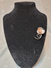 M STERLING MODERNIST 925 STERLING SILVER & Carnelian Agate BROOCH