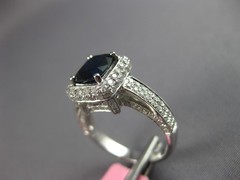 LARGE 2.46CT DIAMOND & AAA SAPPHIRE 18K WHITE GOLD HALO FILIGREE ENGAGEMENT RING