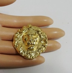Large 1 5/8″ Vintage Leo Lion Lion’s Head Gold Plated Brooch Pin Ann Klein