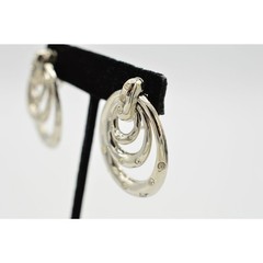 Vintage Dangle Clip On Earrings Pave Rhinestone Crystal Dangle Drop 1980s BinU