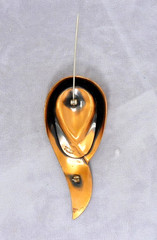 Matisse Renoir Vintage Copper Art Glass Brooch Mid-Century Modern 3″