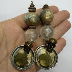 Vtg 1980’s Etruscan Revival Resin Runway Statement Earrings Clip Avant-Garde