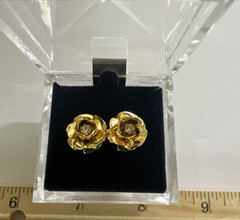 GOLD TONED AUSTRAIN CRYSTAL EARINGS – APPEARS NEW IN CASE