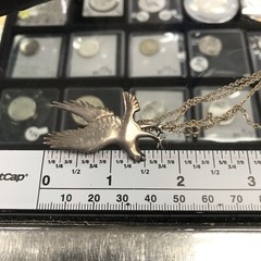 Vintage Large Flying Eagle 925 Sterling Silver Pendant 2mm 18” Necklace 9.9 Gr