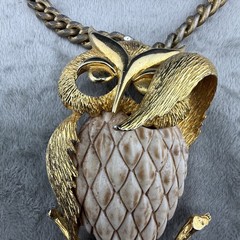 Vintage Lucca Razza Necklace Gold Tone Owl Heavy 20” READ