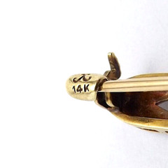 Art Deco Krementz 14K Gold Platinum Top Natural Diamond Tie Bar Brooch Pin 3gr
