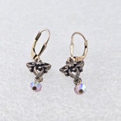 Vintage 925 Sterling Silver Celtic Knot Dangle Earrings Aurora Borealis Crystal