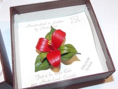 Hinterland Handcrafted Leather Flower Brooches ~ Violet and Trillium