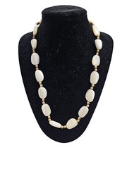 Vintage Iridescent Mother of Pearl Stone Necklace with Barrel Closure
