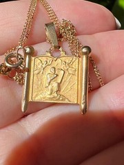 UNIQUE VINTAGE 14K TORAH 10 COMMANDMENTS MOSES PENDANT NECKLACE MADE IN ISRAEL