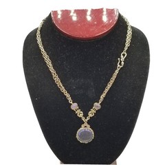 Vtg Purple Intaglio Lady Cameo Pendant Choker Necklace Purple Cabochon Jewelry