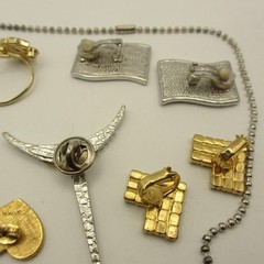 Vintage Patriotic Jewelry Lot Brooch Pin Earrings Ring Necklace Flag Heart