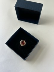 Vintage Red Cubic Zirconia Ring Gold Plated Womens Size 8.5