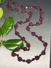 Genuine Almandine Garnet Unusual Cluster Station Bead Necklace Clasp-Free 26″