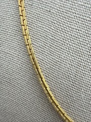 Shiny Gold Tone Bar Link Chain Spring Ring Clasp Necklace 18”