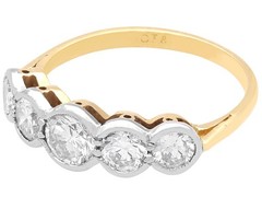 Vintage 1.16Ct Diamond and 18k Yellow Gold Five Stone Ring Circa 1950