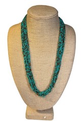 Vintage Turquoise Seed Bead Multi Strand Necklace 30” Long