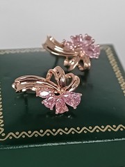 Vintage 1990-s 14 Ct Rolled Gold Pink Topaz Zircons Earrings-Hallmarked 585 RG