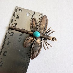 Vintage Southwestern Dragonfly Brooch Turquoise Sterling Silver Pin