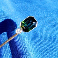 EARTH MINED Demantoid Deco Original Gatsby era Antique Platinum 14K Pin Signed