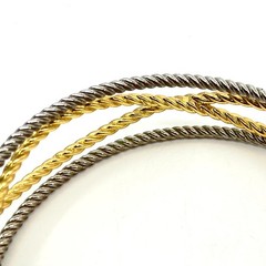 Vintage Two Tone Twisted Cable Multi-Strand Bangle Bracelet Gold Silver Tone