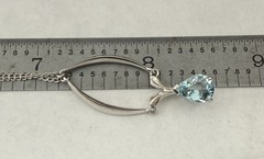 Antique Estate 14k White Gold Pear Aquamarine Necklace 1ct