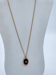 Vintage 1983 AVON Victorian Reversible Pendant Necklace Faux Black Onyx 20″