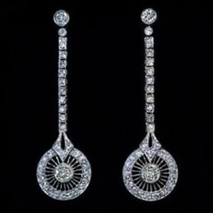 Vintage Art Deco Round Lab Created Diamond 925 Silver Engagement Drop Earrings