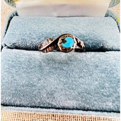 Vintage Sterling Silver Navajo Turquoise Leaf Bypass Ring Southwestern Size 8