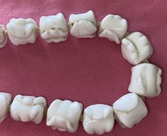 RARE Individually Knotted White Milk Glass Ornate Bead NecklaceFor Repair 12.5in
