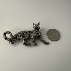 Cheetah Silver And Black Pin Brooch Vintage 1928 Jewelry