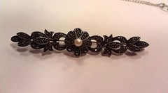 Sterling Silver brooch with pearl and marcasite