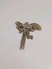 Vtg Brass Tone Fairy Angel W/ Heart Pin Brooch Mystical Pixy Unmarked