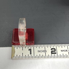 Modernist Lucite Ring Red Clear Rhinestone Size 8 Chunky Post Modern Statement