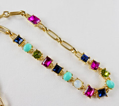 R J Graziano Necklace Multi Color Faux Gemstone Gold Tone Fashion Pink Blue Red